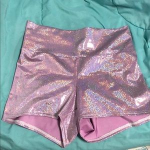 Lilac Purple Holographic Rave Shorts